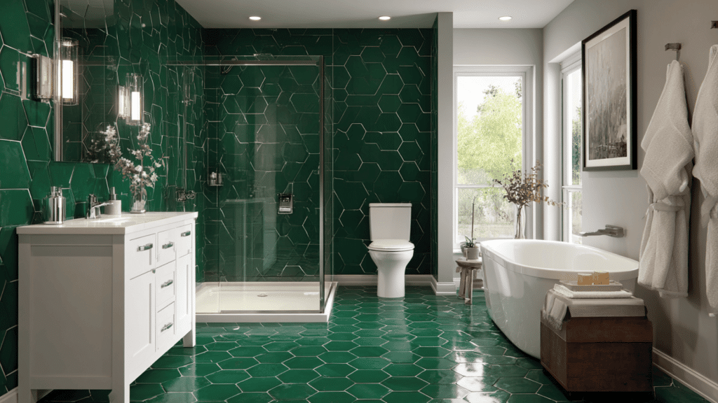 saturated bathroom tiles