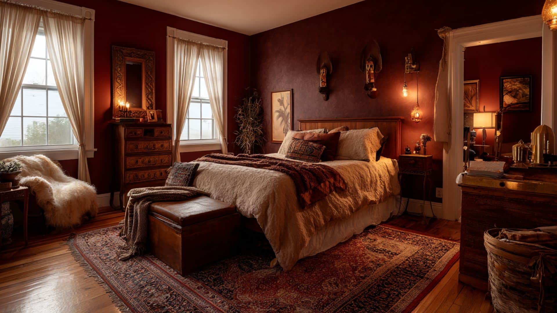 burgundy accent wall