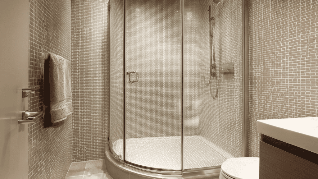 corner shower with sliding doors