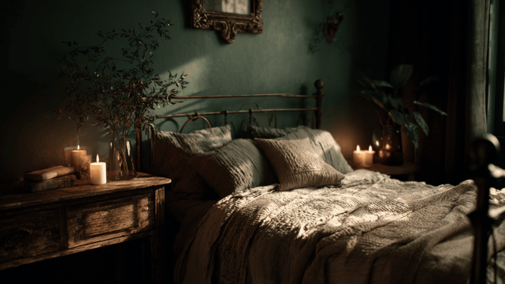 dark cottagecore bedroom