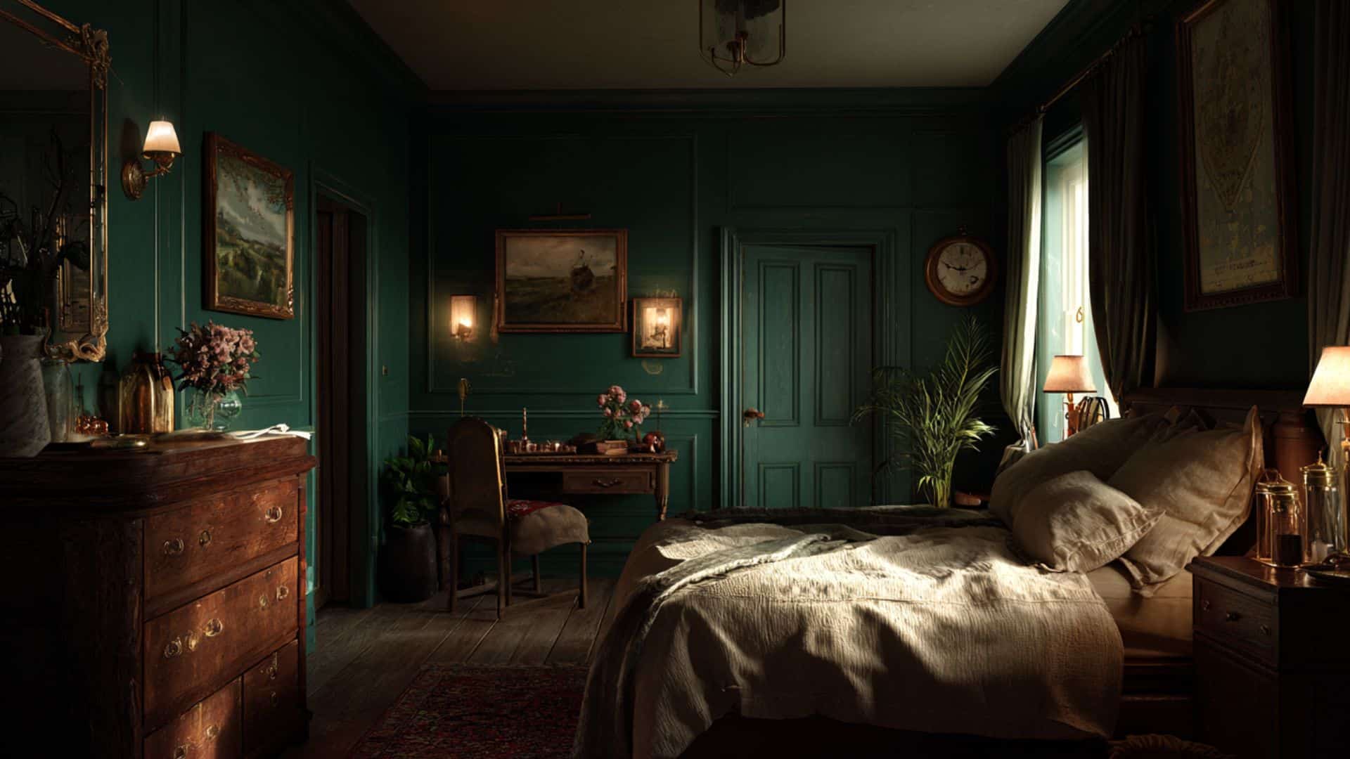 deep forest green walls