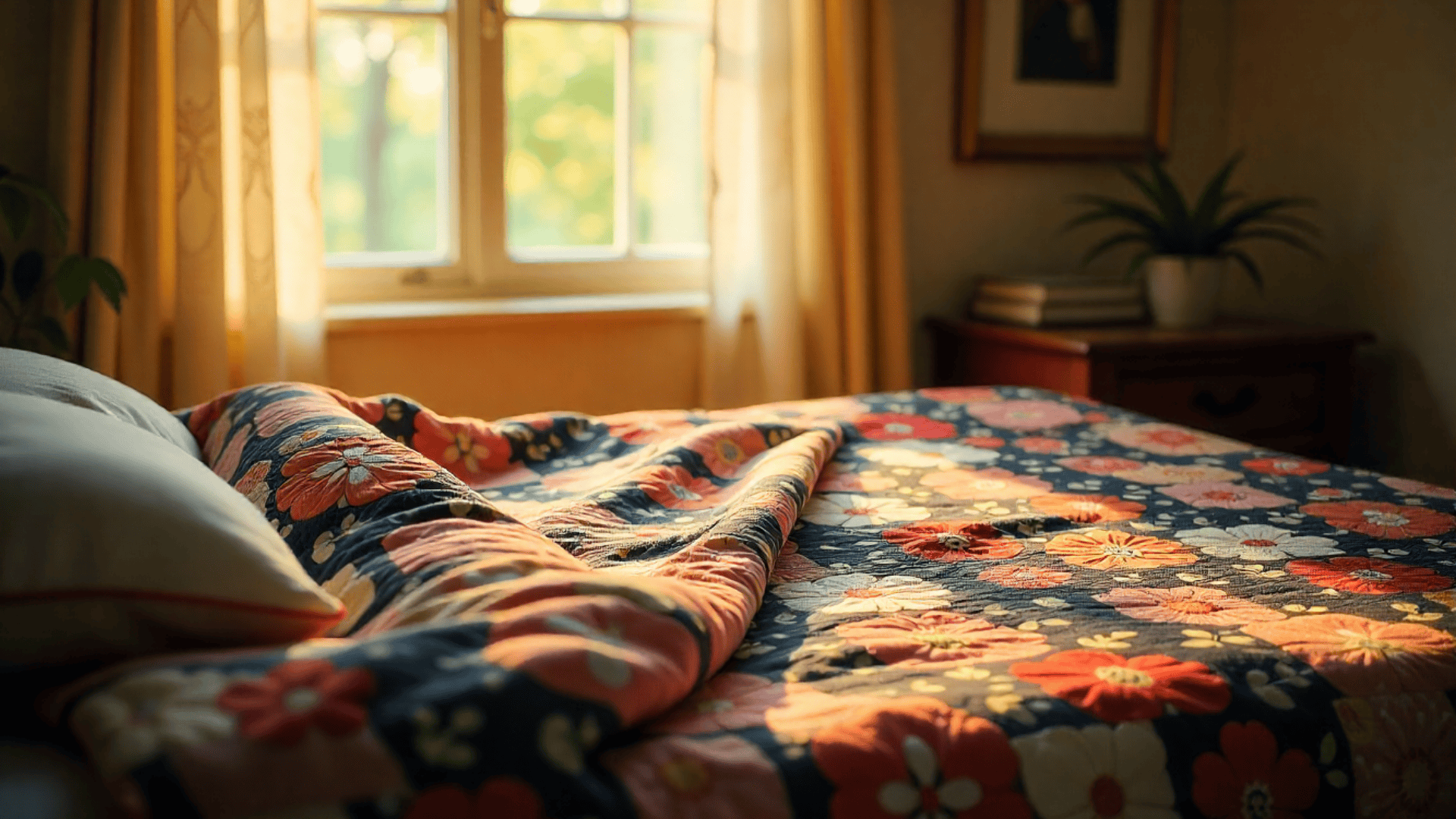 floral patchwork quilt