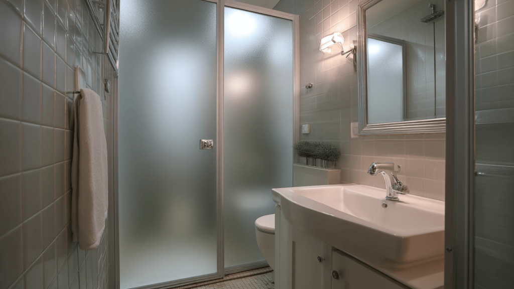 frosted glass partition shower
