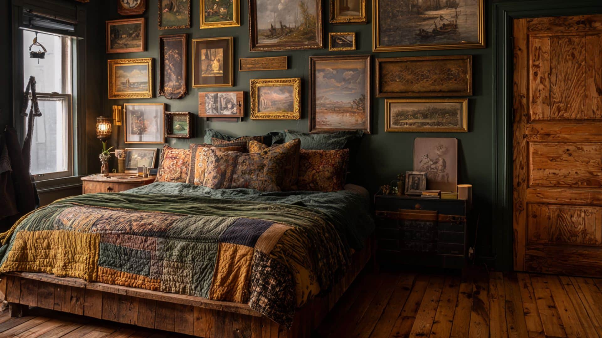 gallery wall of vintage art