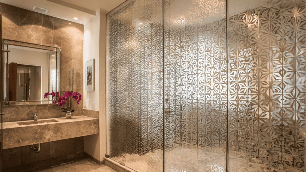 glass door with patterning