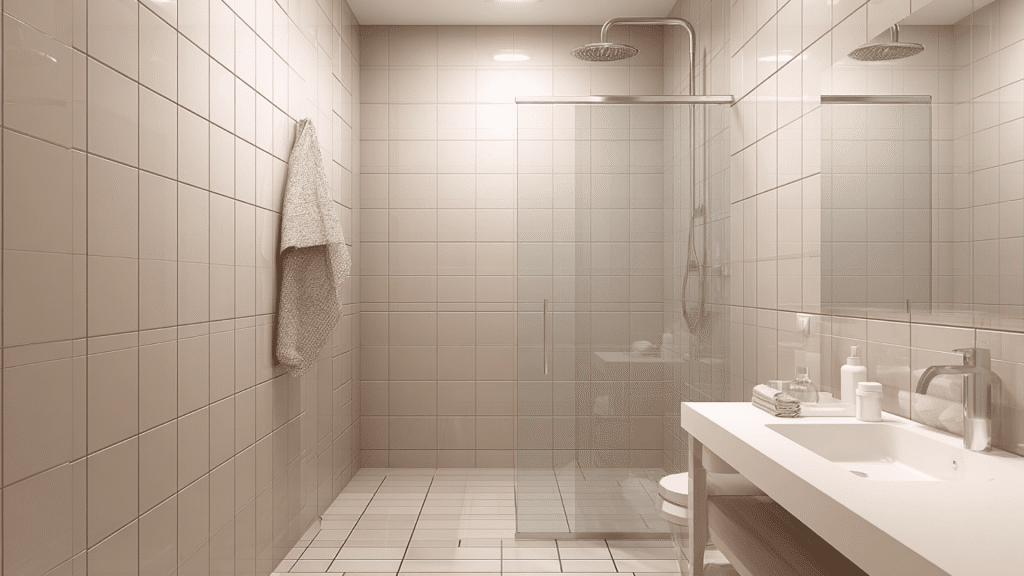 minimalist tile shower