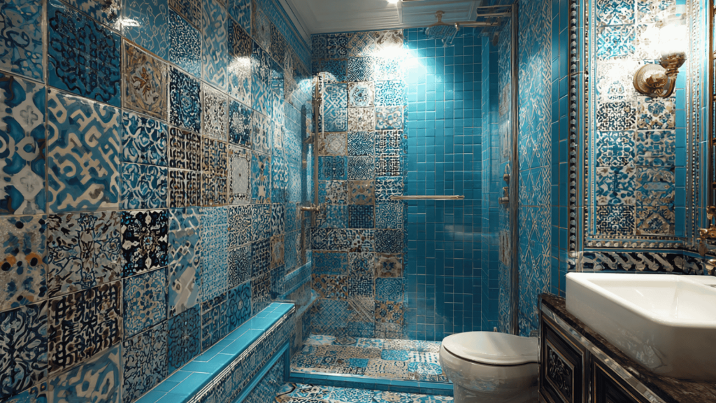 mosaic tiled shower