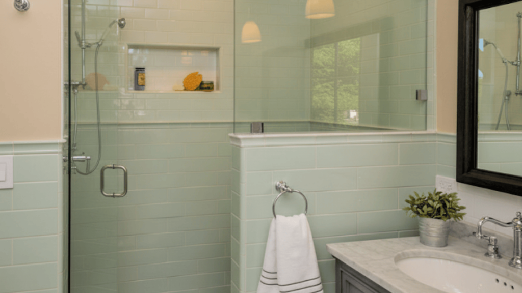 open shower with half wall