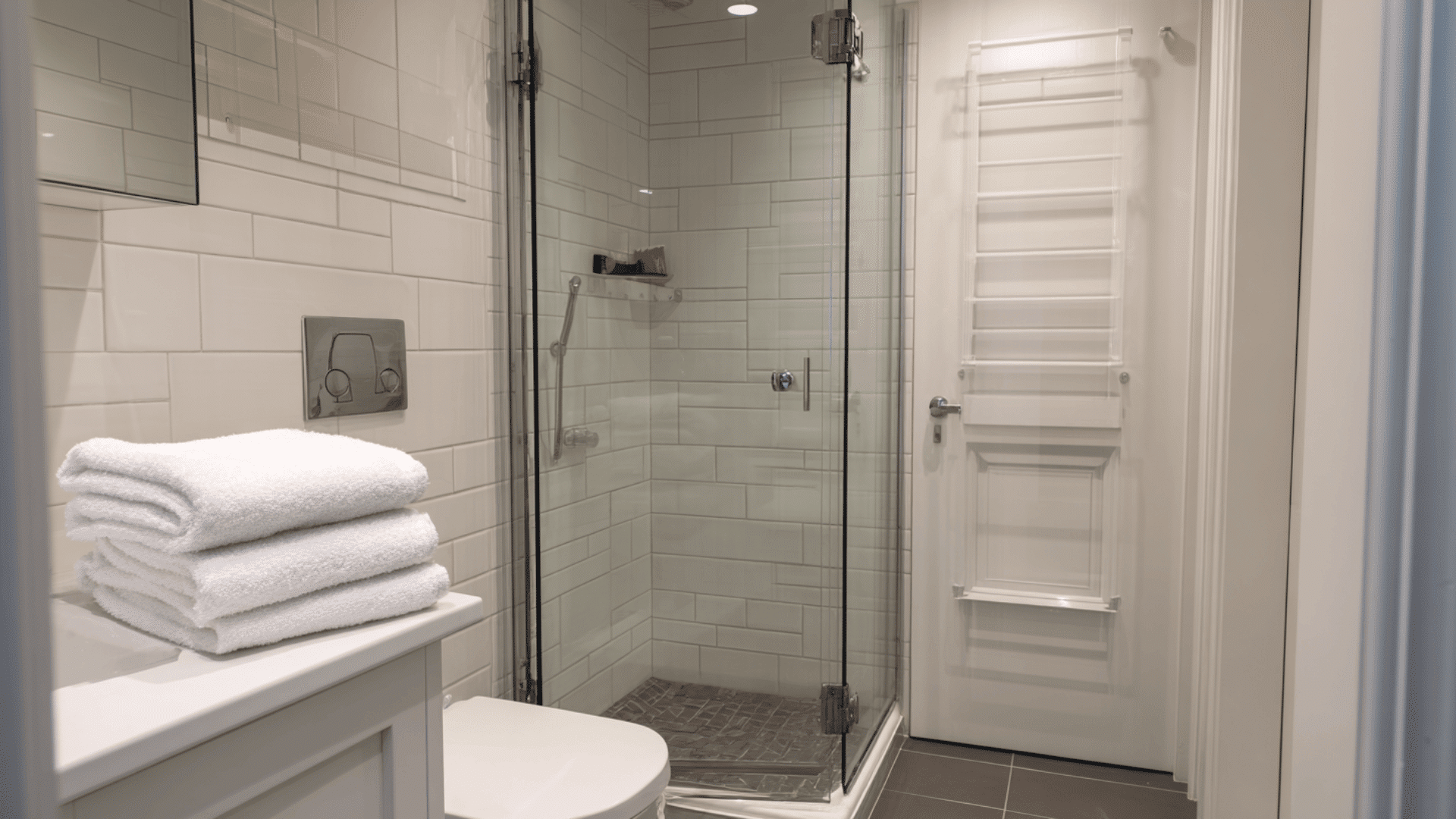 shower with foldable glass door