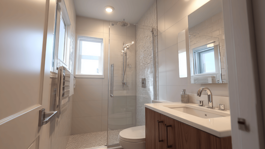 shower with vertical window