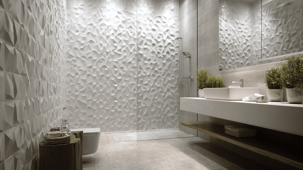 textured wall tiles in shower