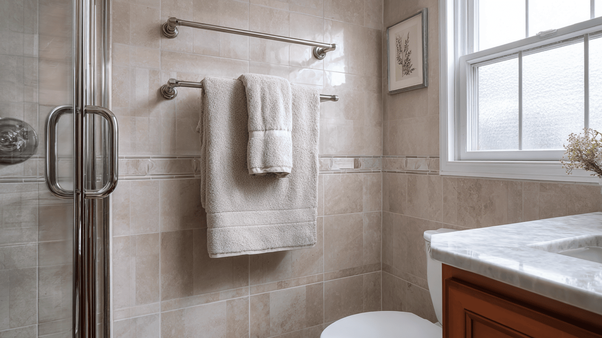 towel rack Near shower