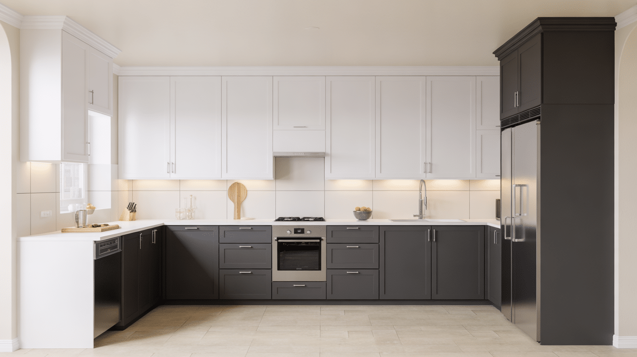 charcoal lower with crisp white