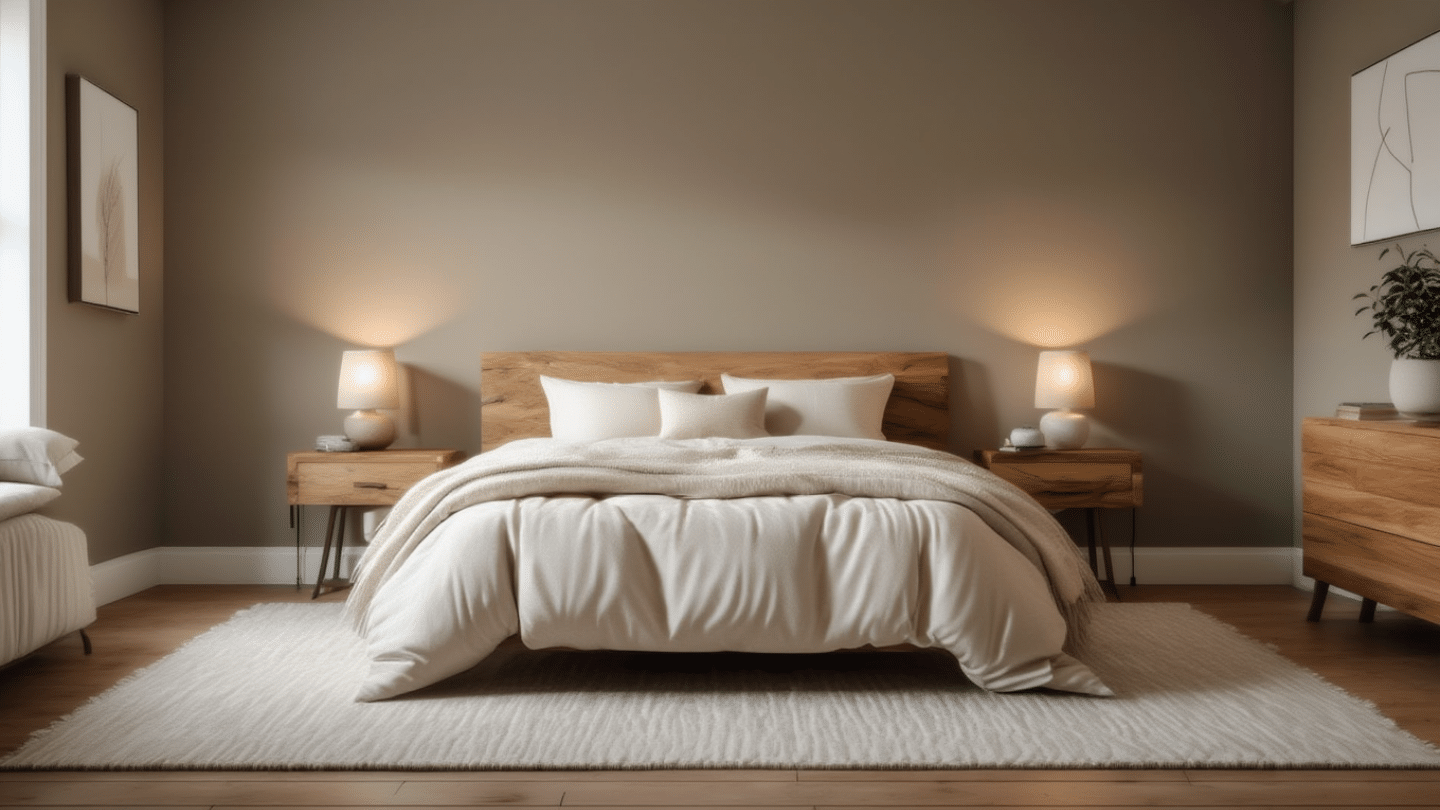 mushroom taupe colored bedroom walls