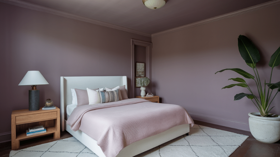 muted plum bedroom walls
