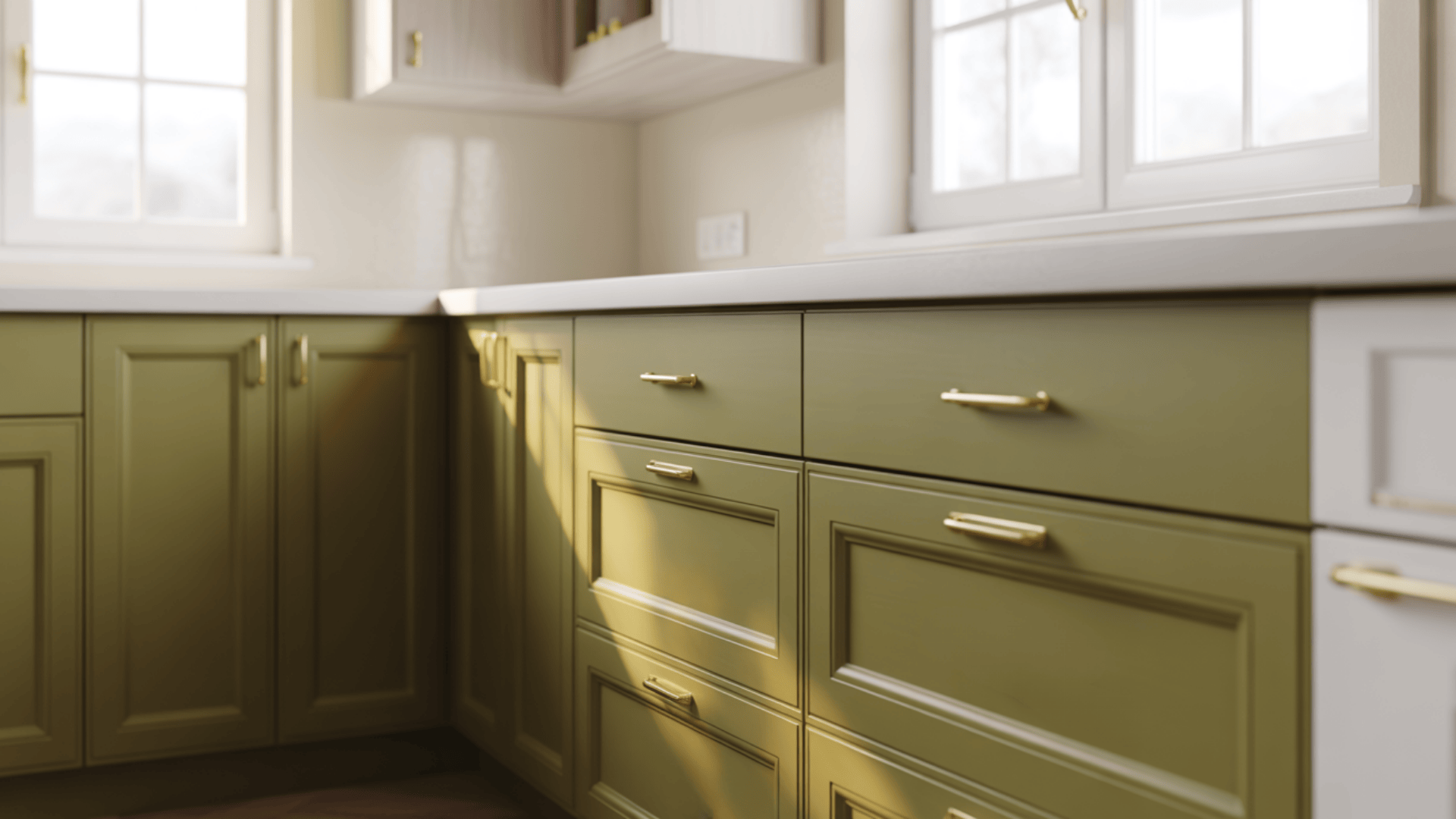 olive green lowers and white uppers