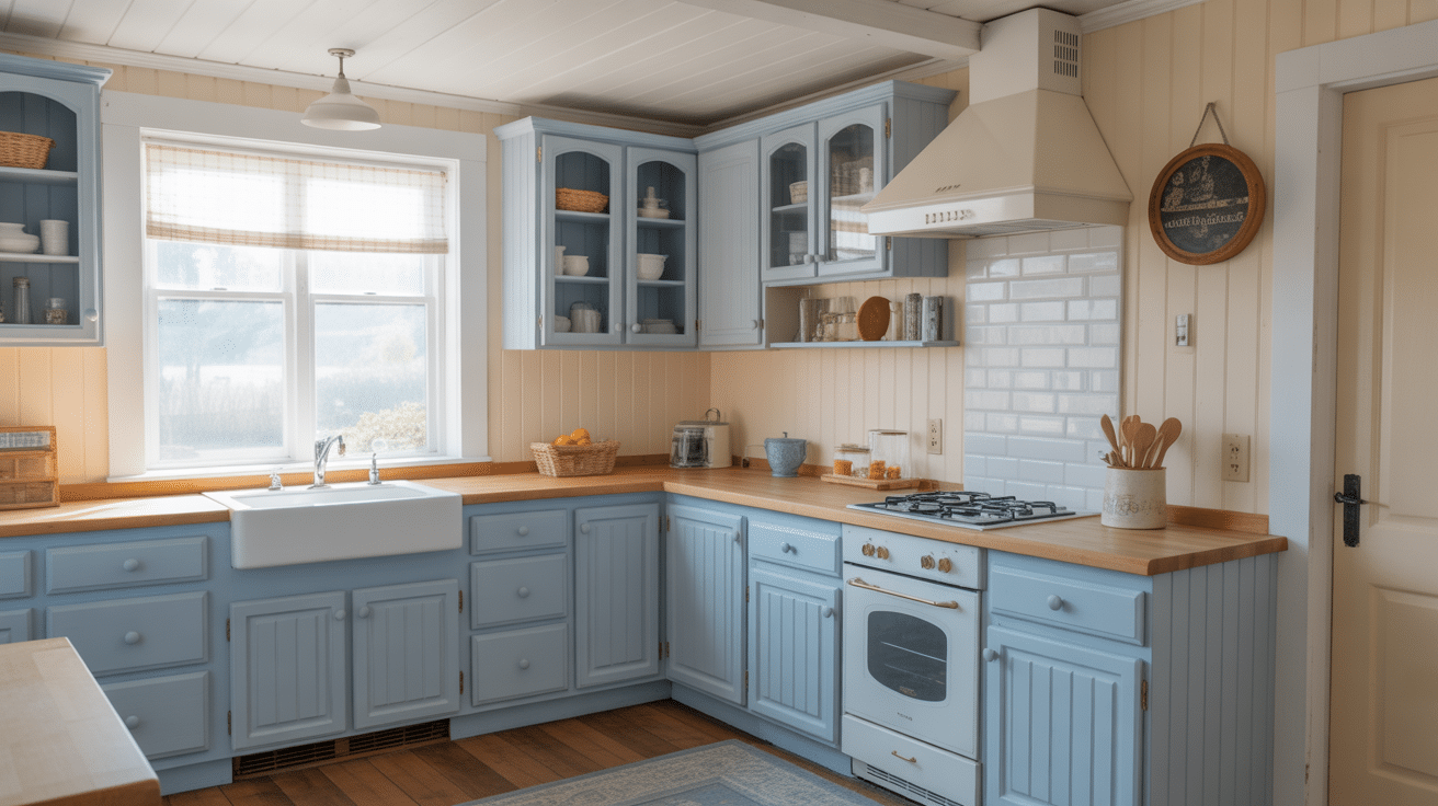 powder blue cottage cabinet