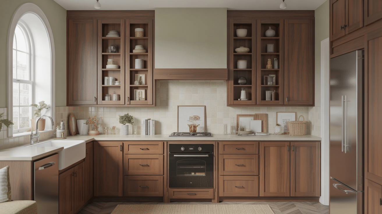 walnut stain cabinet