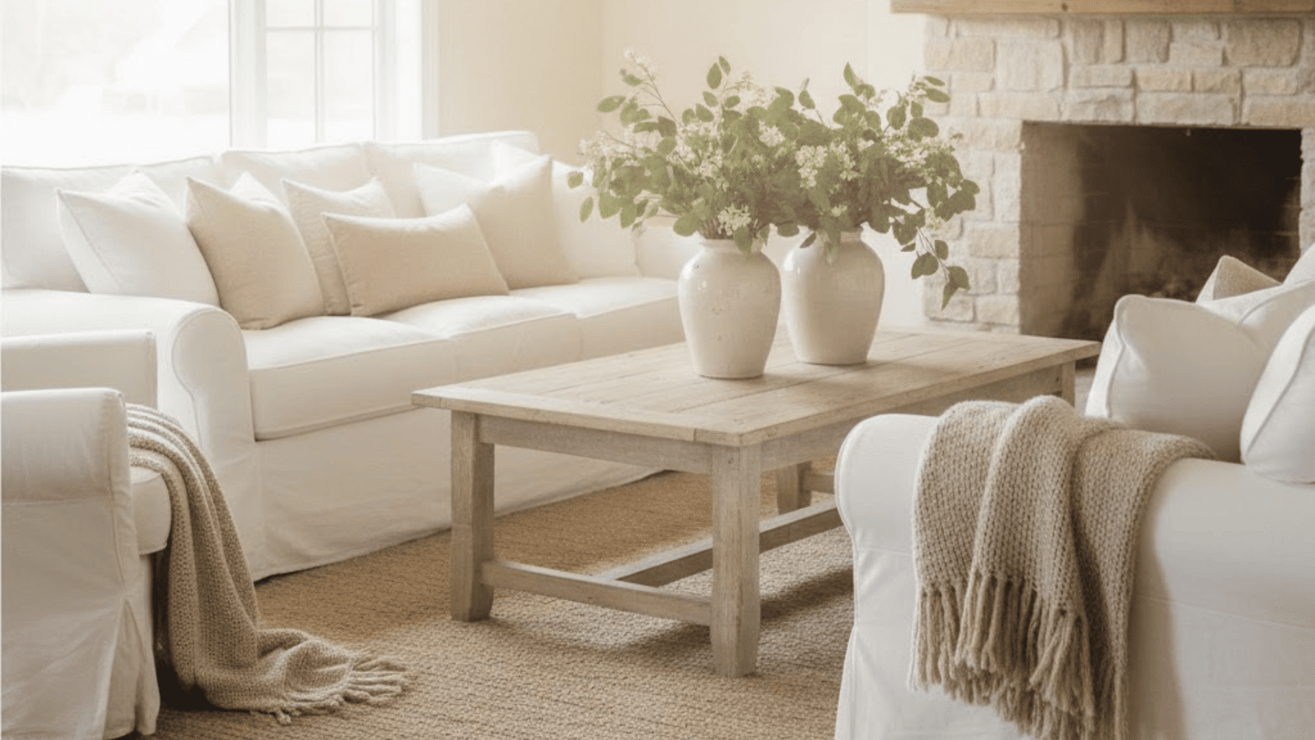 comfy living room With overstuffed seating