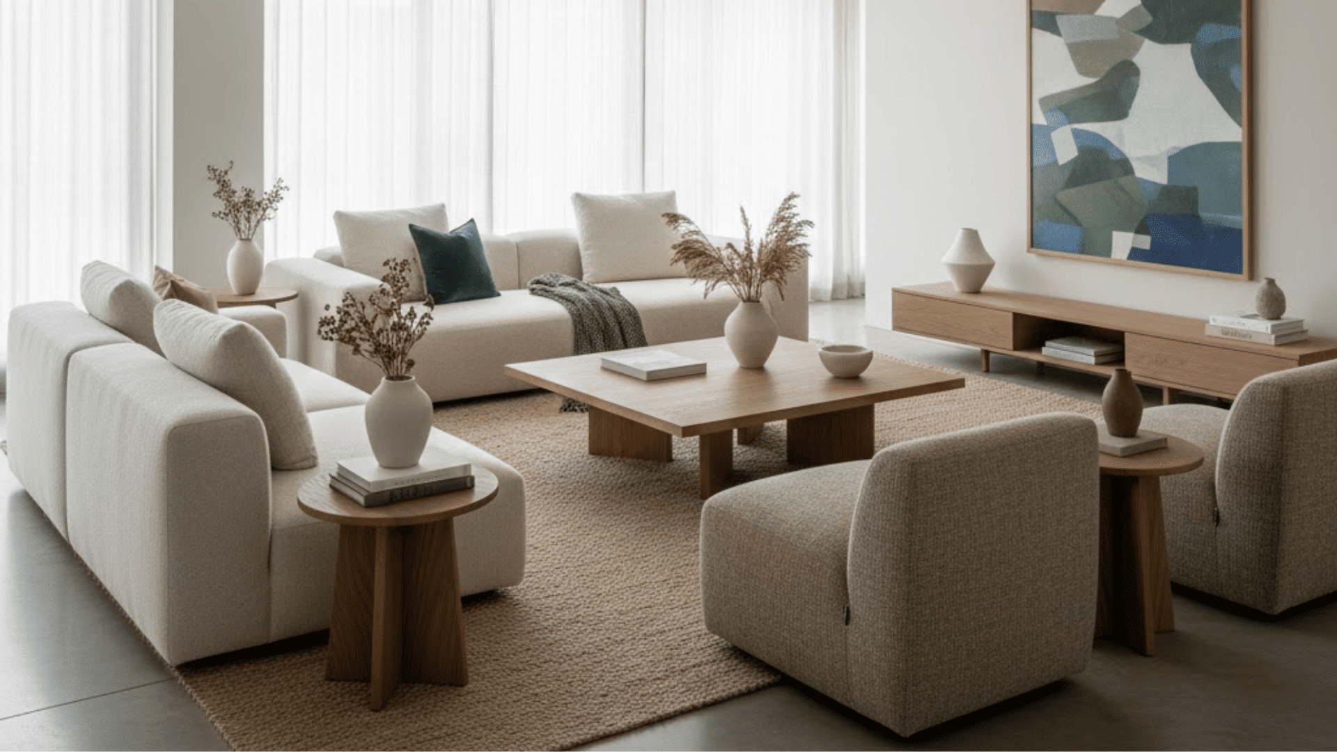 comfy living room with low furniture profile