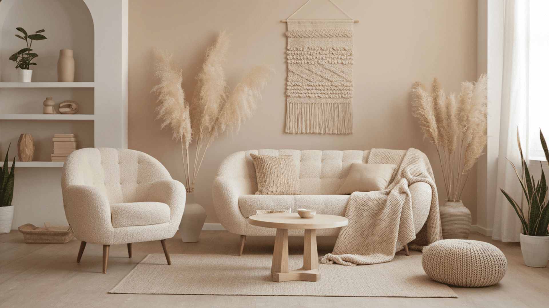 cozy living room With subtle texture on texture styling