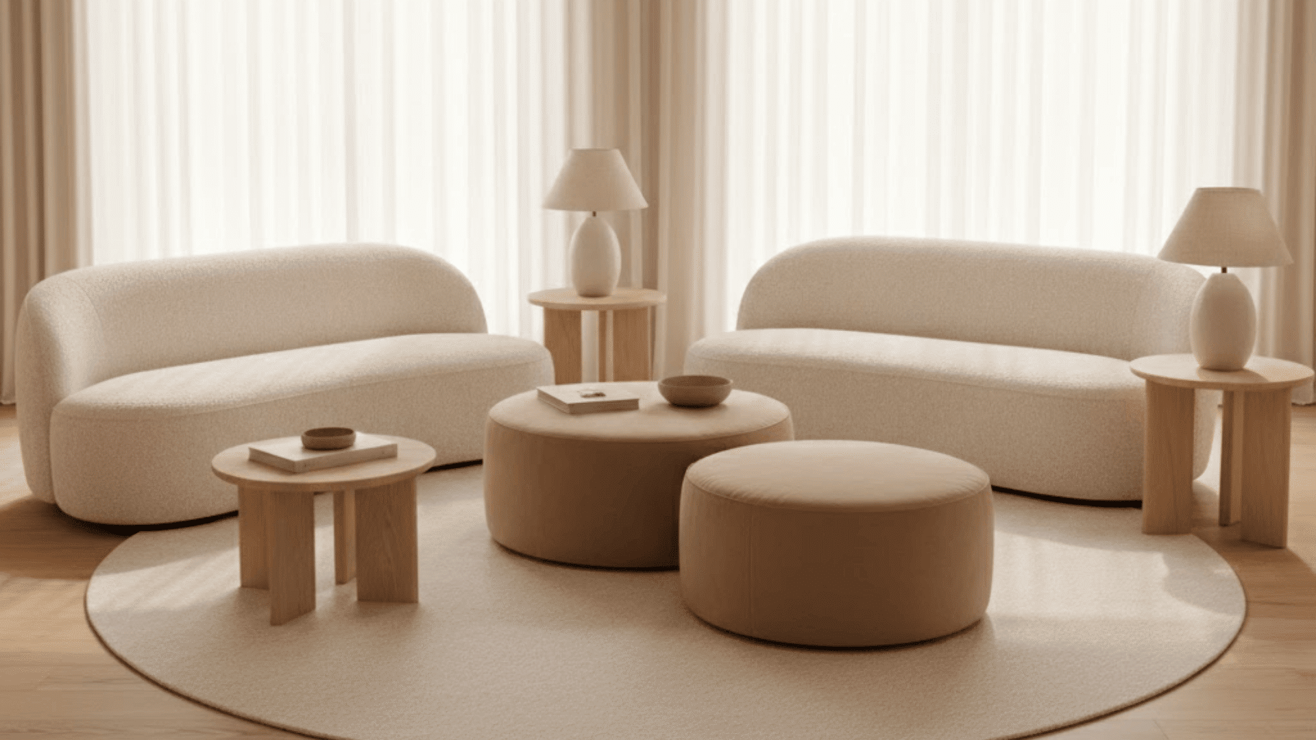 living room With soft rounded furniture