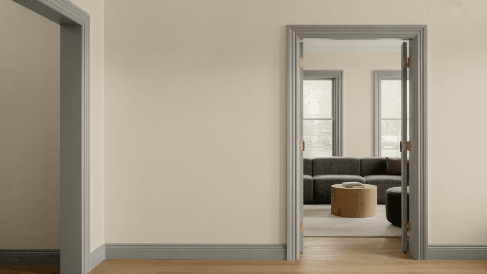 off white walls with gray white trim