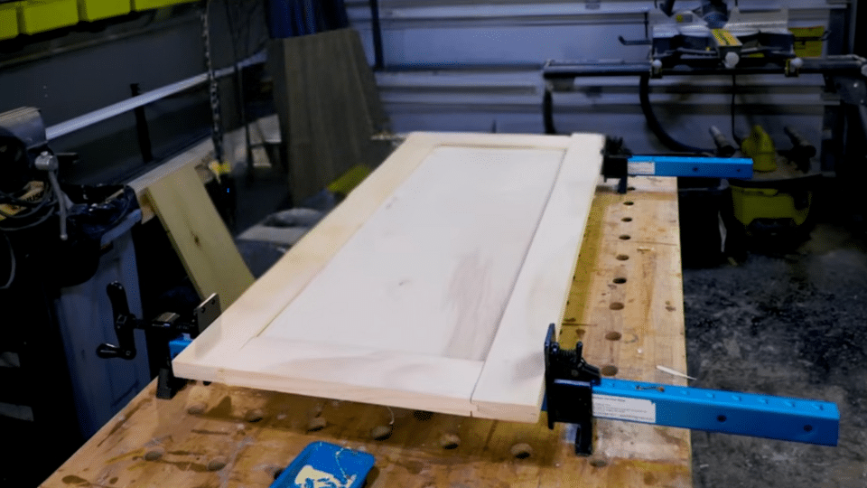 step glue clamp and square the door