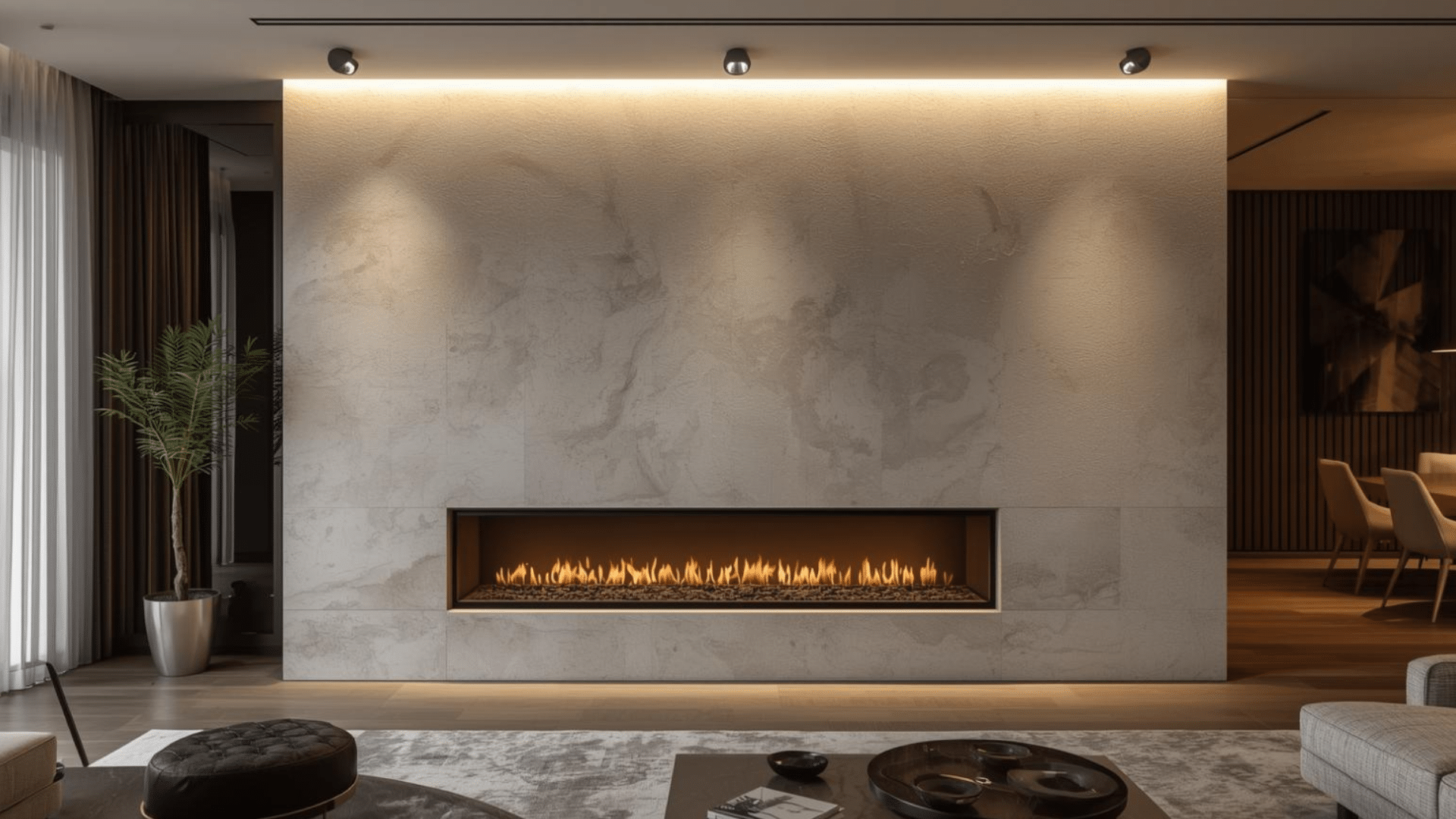 textured plaster fireplace wall