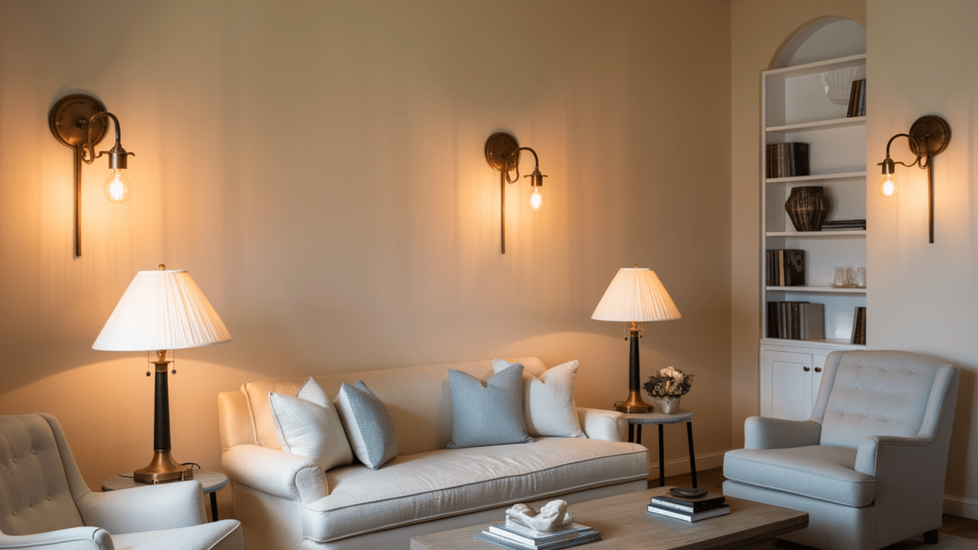 warm aesthetic living room With antique lighting