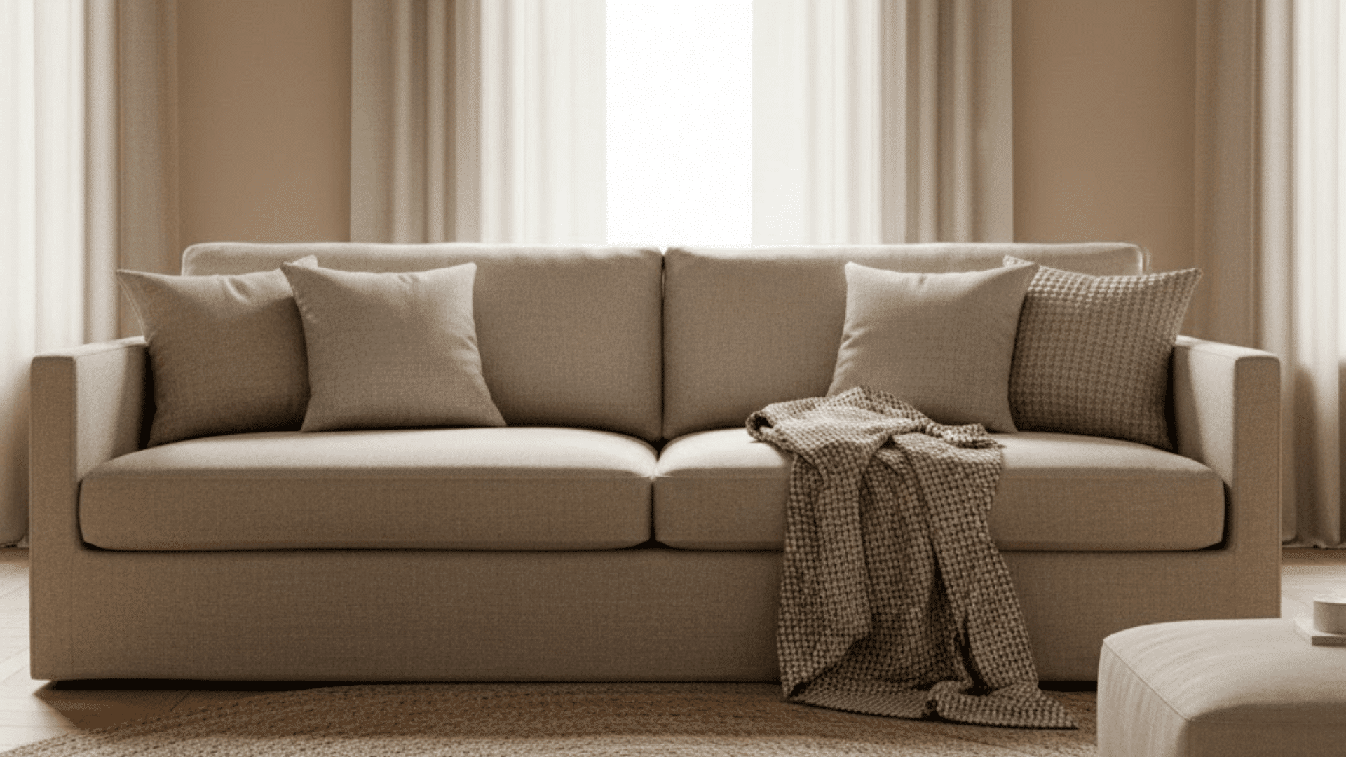 warm beige layered living room