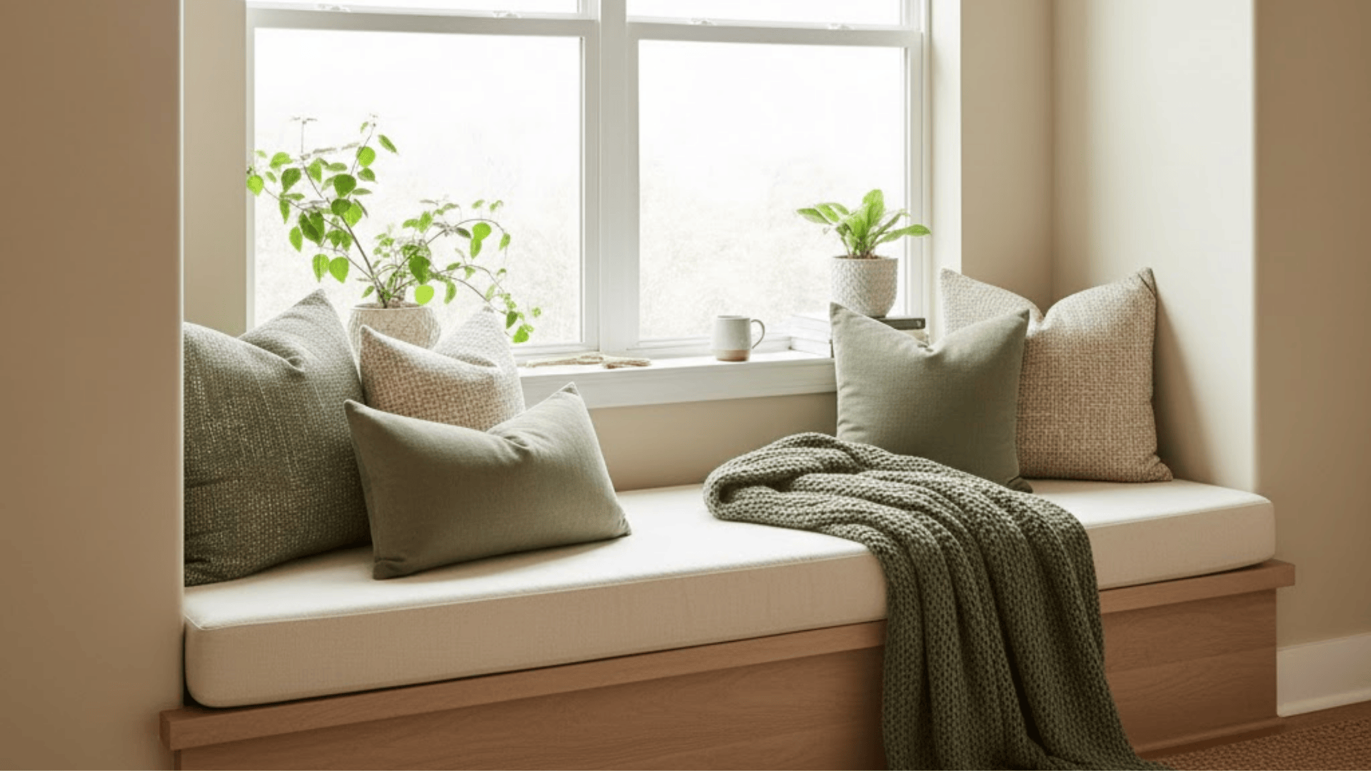 warm living room With soft window seating