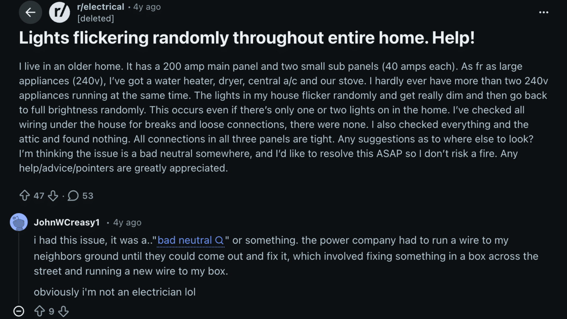 what community users say about whole house flicker