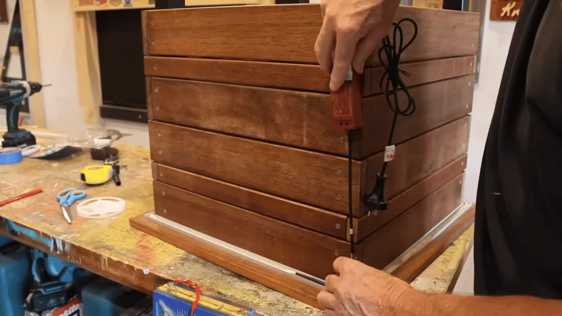 attaching led strip in channel, with hideen cords, and secure trim neatly