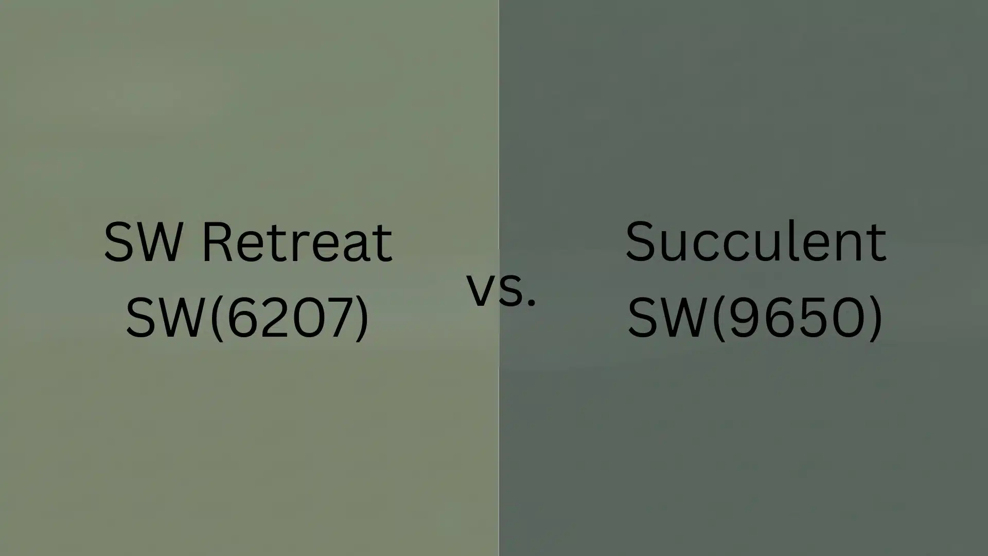 clean visual comparison between two sherwin williams paint colors, sw retreat vs succulent