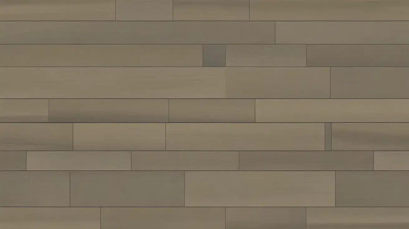 close-up of neutral gray wood planks arranged in clean staggered layout pattern with subtle grain texture