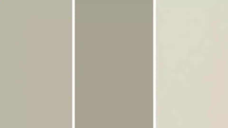 collage of revere pewter, rockport gray, and edgecomb gray paint swatches with label (1)