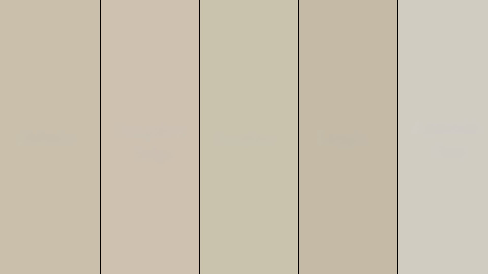 color palette featuring five vertical swatches of various beige and greige shades, ranging from warm tan to light grey