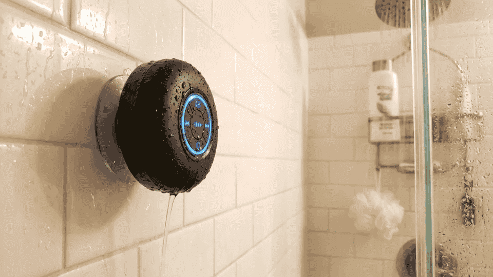 enjoy music, podcasts, or audiobooks while showering with waterproof Bluetooth speakers designed for bathrooms