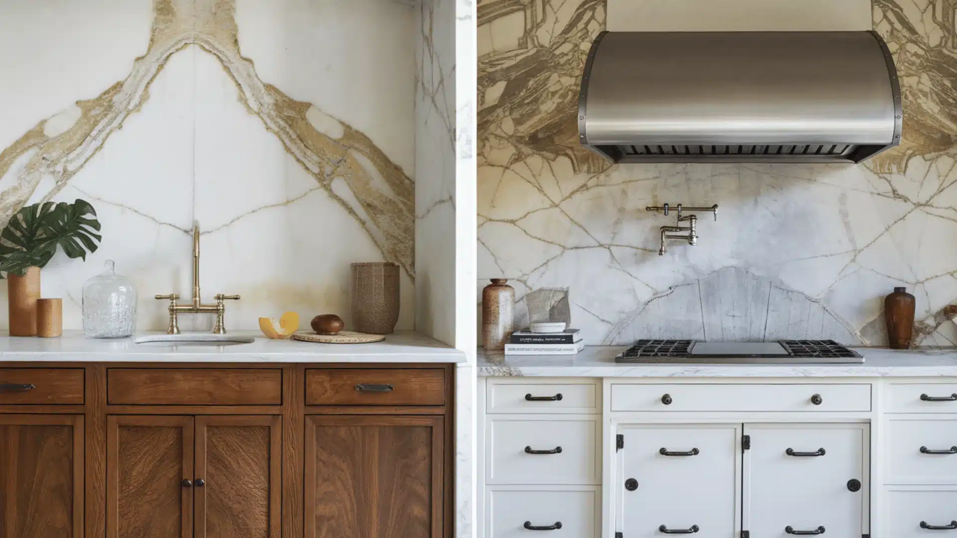 side by side picture of showing two different countertop showing two different counters