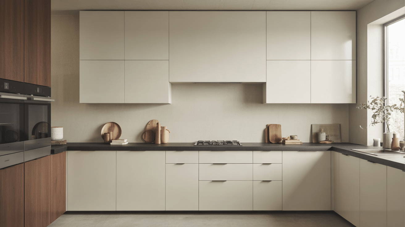 slab flat front cabinets