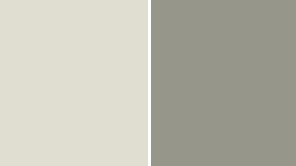 a soft cream color and a muted olive-grey shade side by side, separated by a white line