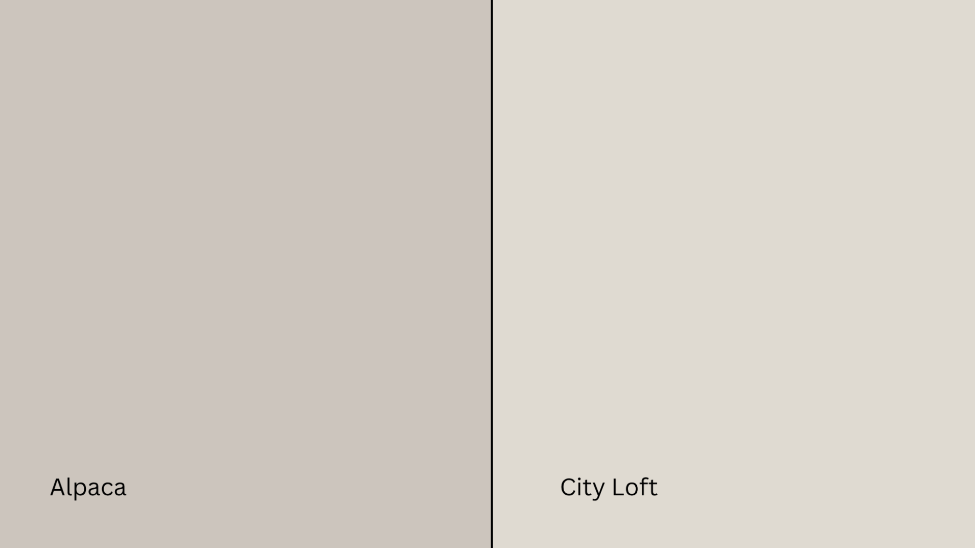 alpaca paint swatch placed beside city loft; city loft looks noticeably brighter and lighter than alpaca