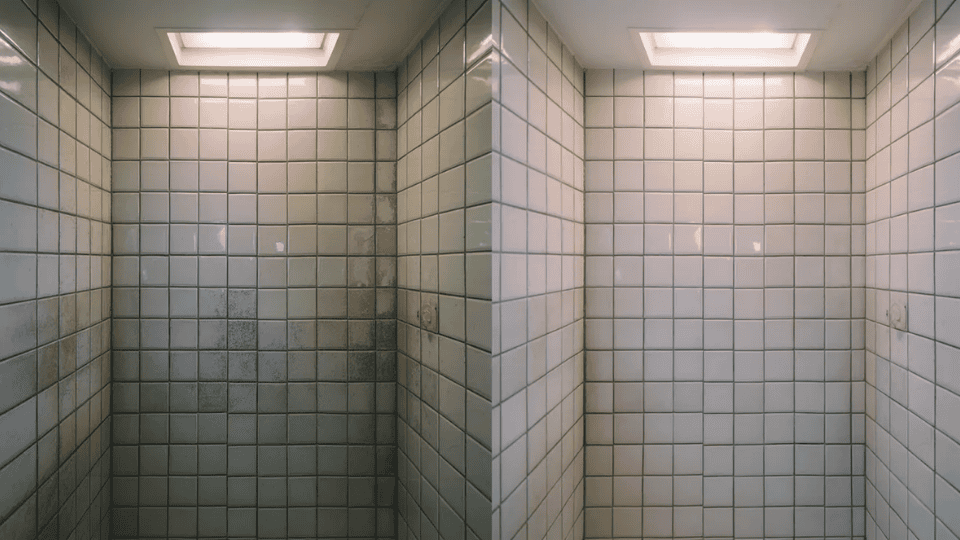 clean bathroom tiles with fresh grout making space look new