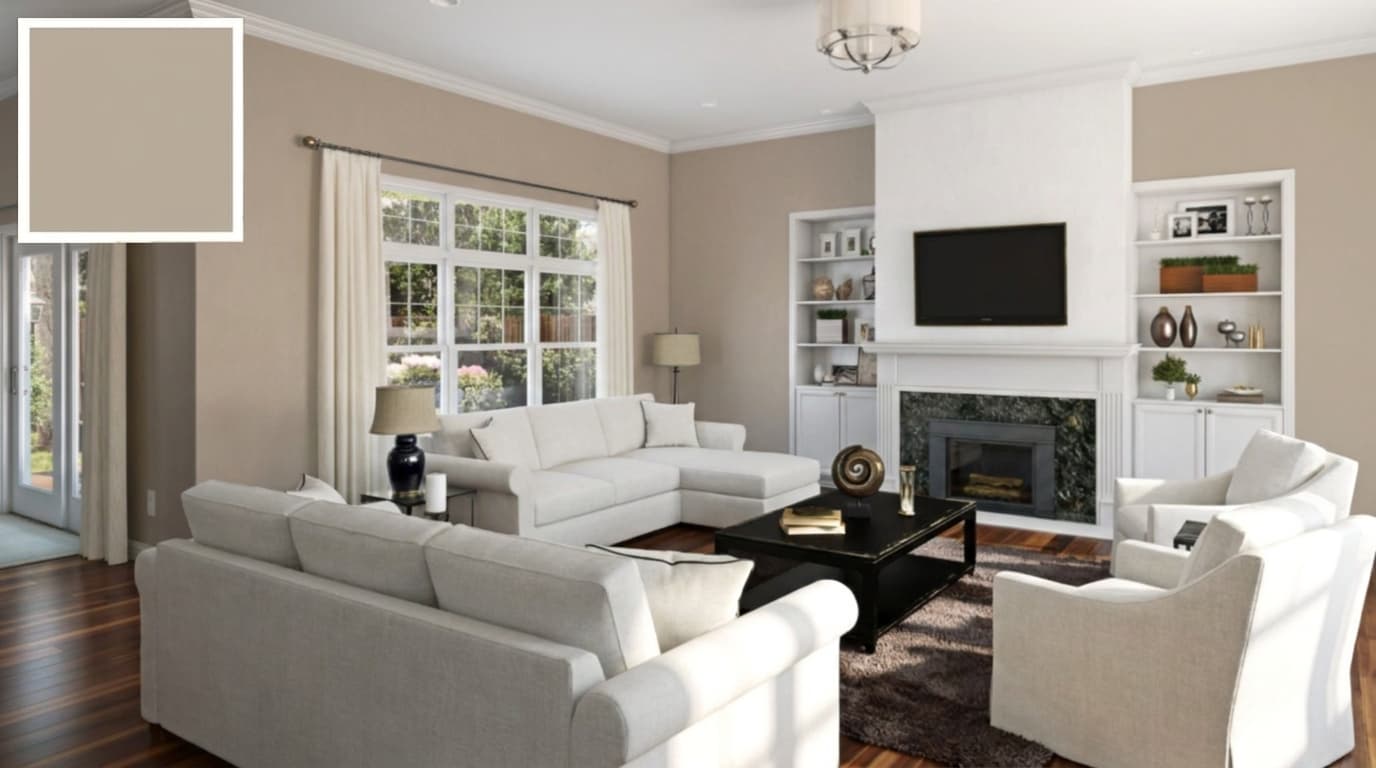 living room with balanced beige walls warm tones and creamy accents creating a cozy and grounded space