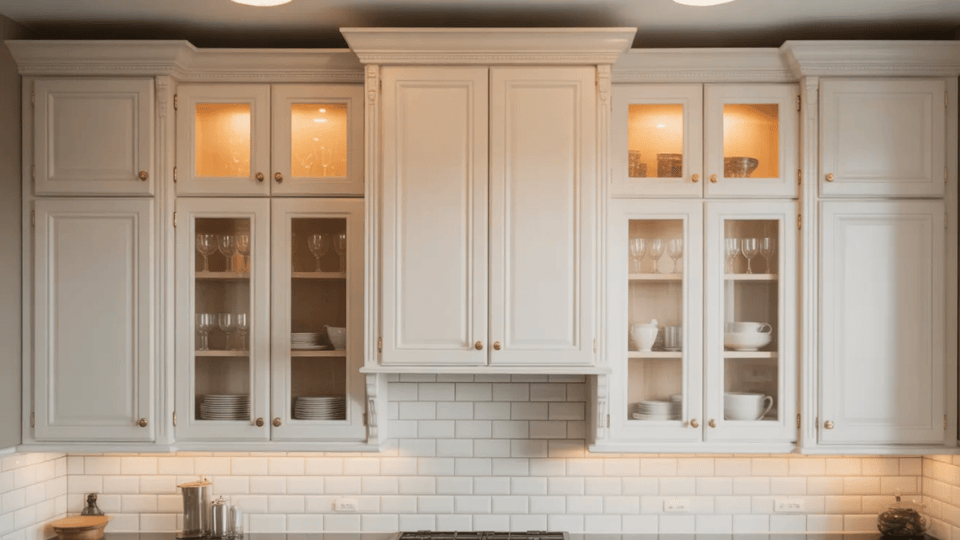 modern kitchen with base wall and pantry cabinets in a clean minimal layout with natural light
