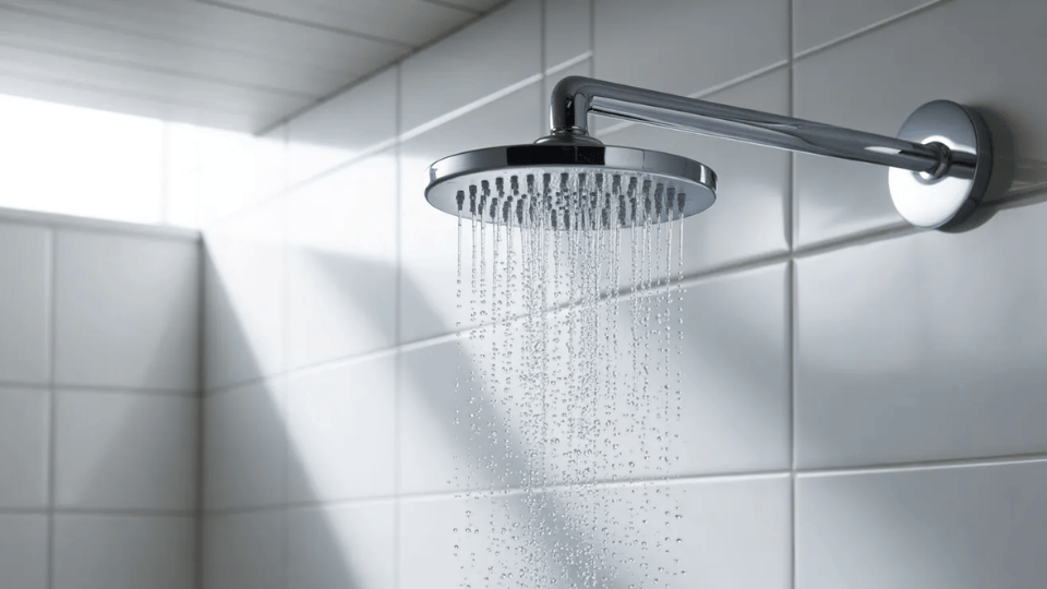 modern showerhead with clean design and steady water flow