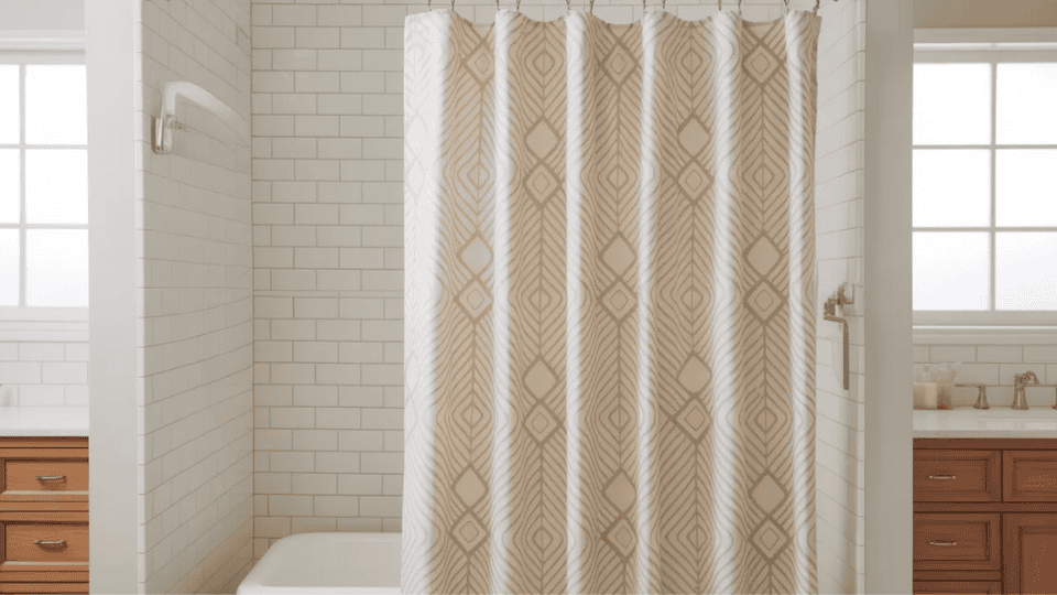 stylish shower curtain adding simple design to bathroom