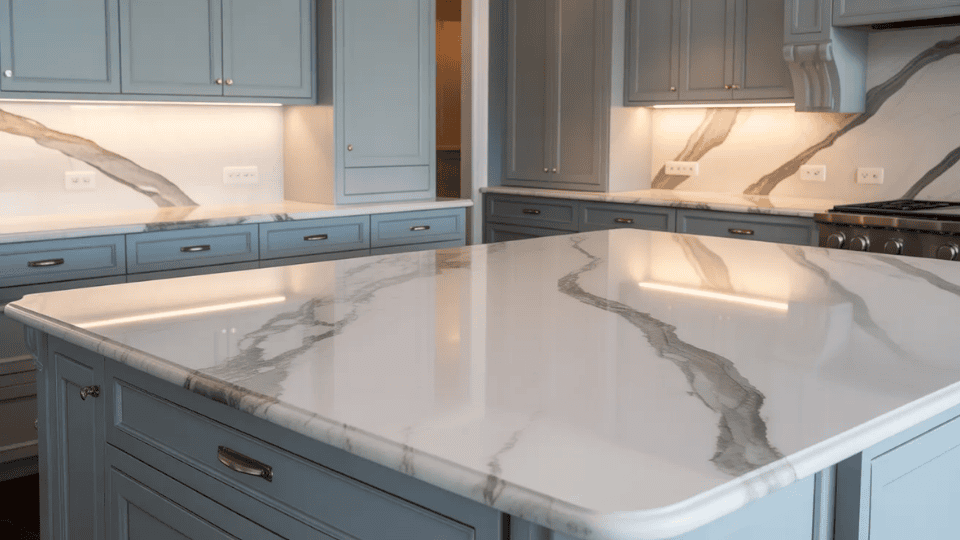 timeless kitchen cabinet colors with soft gray cabinets and marble countertops in classic kitchen