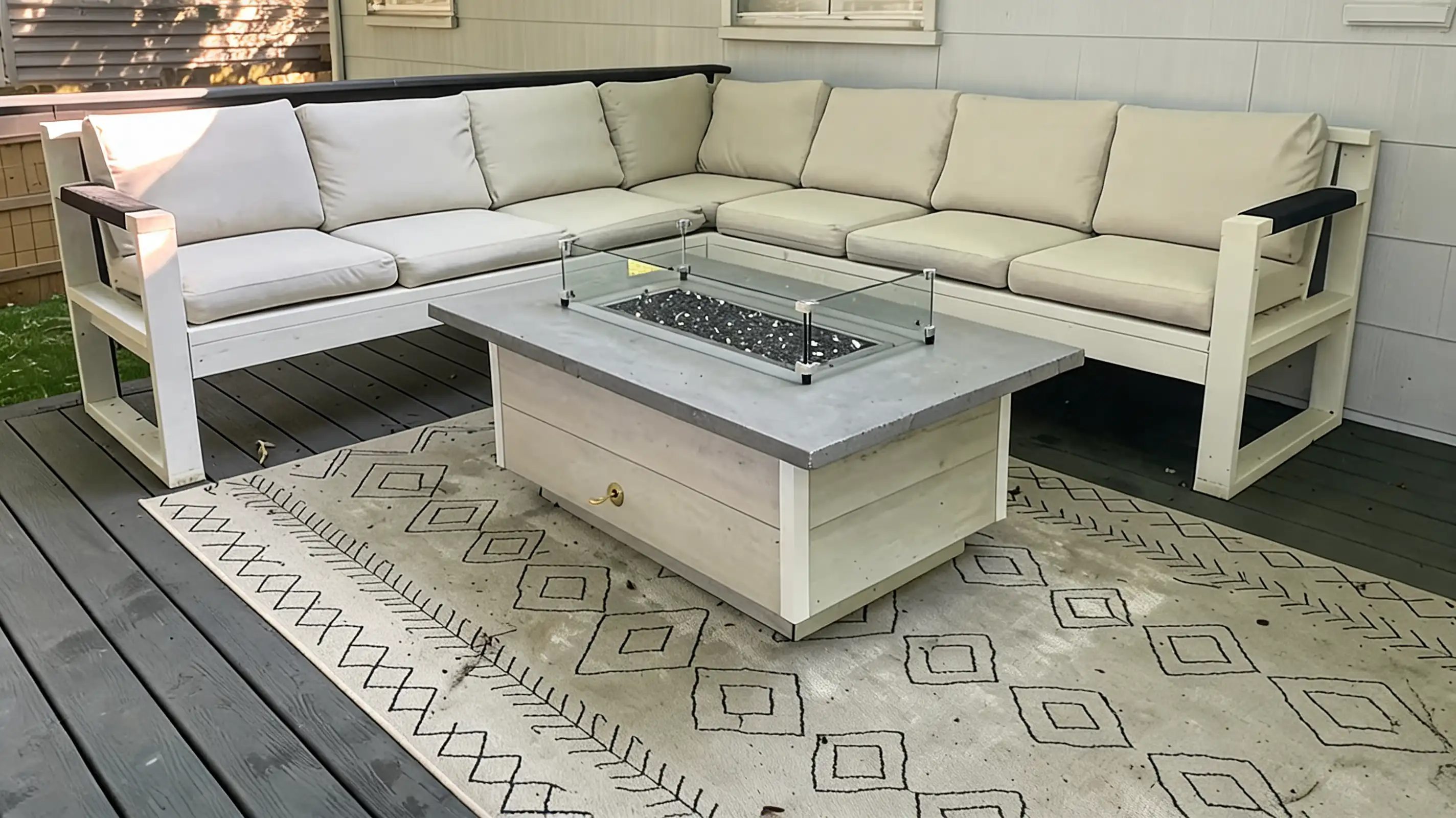 finished outdoor sectional with cushions installed
